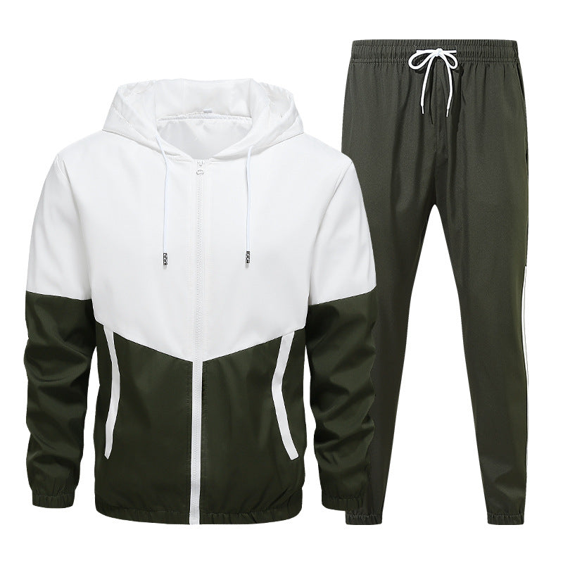 Men's 2-Piece Color Block Hooded Tracksuit Set for Daily Wear, Walks & Light Outdoor Activities