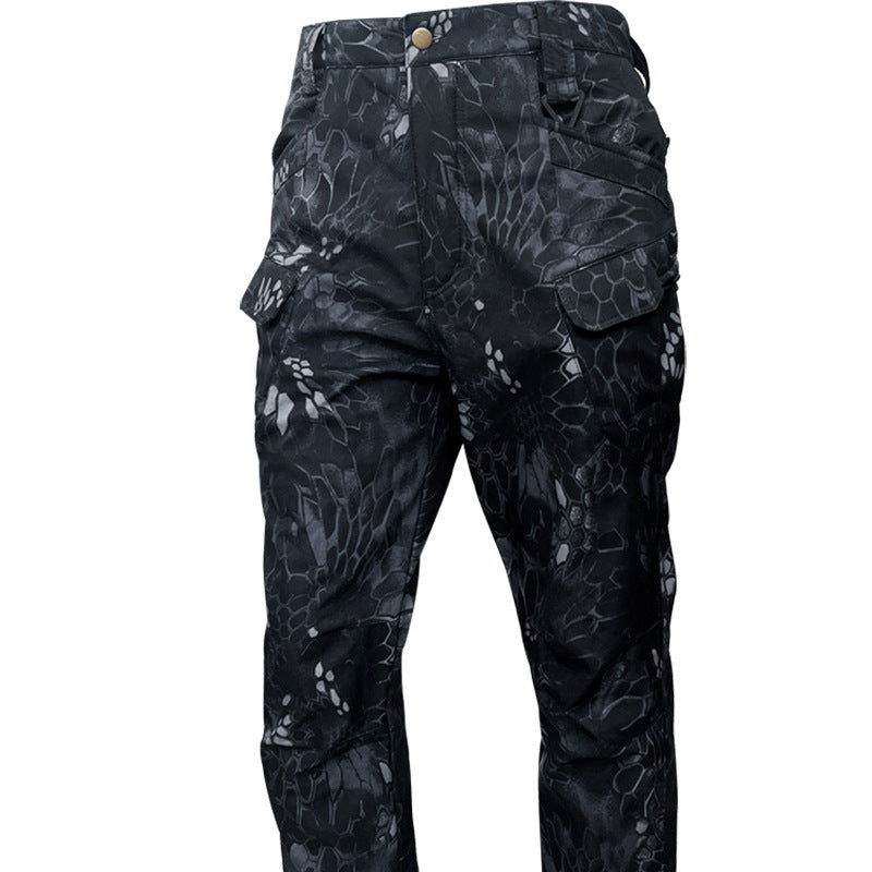 Men’s Fleece-Lined Tactical Work Pants, Windproof Warm, Multi-Pocket for Fall & Winter