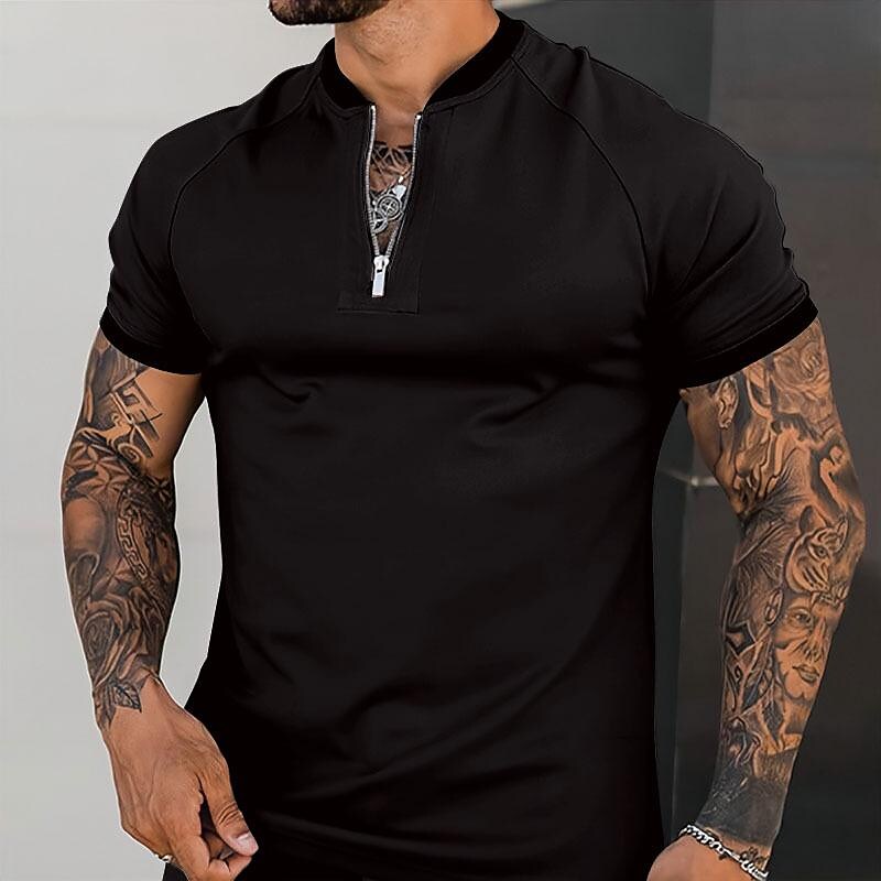 Men's Baseball Collar Half Zip Short Sleeve Tracksuit