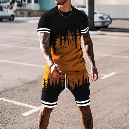 Men's 3D Printed Short Sleeve Tracksuit