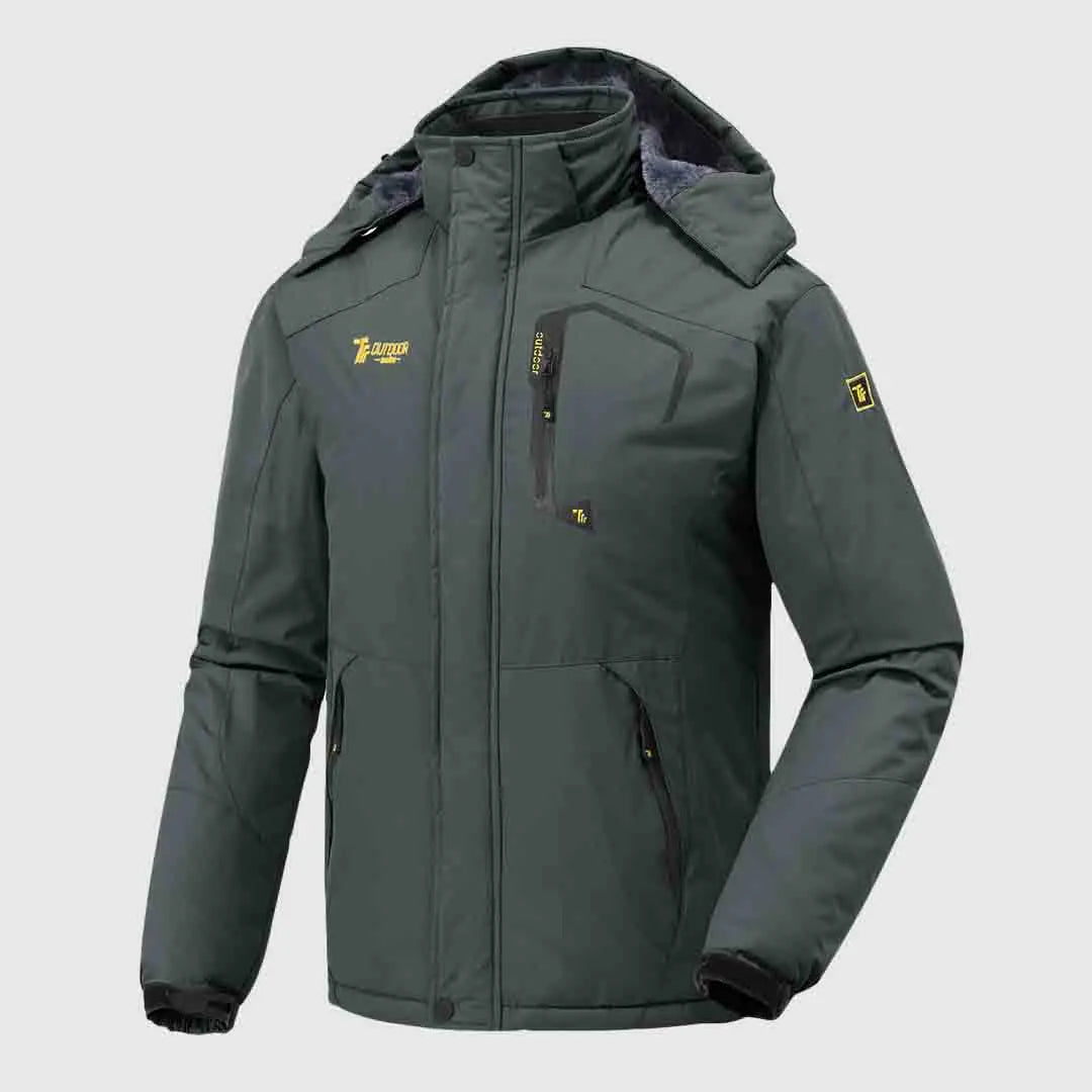 Men's Hooded Ski Suit, 360° Waterproof with Warm Fleece Lining, Winter Outdoor Wear for Skiing & Hiking