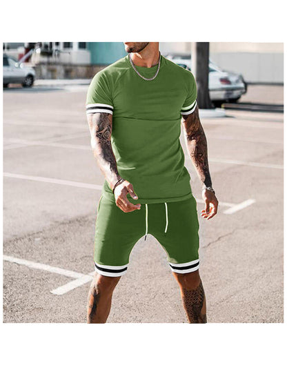 Scott Trend Solid Color Short-sleeved Shorts Two-piece Set