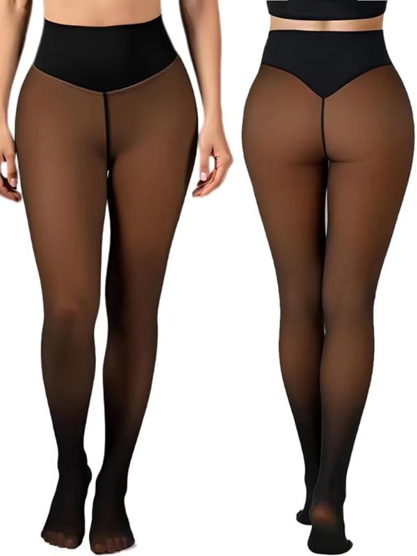 CloveWarm Women's Cotton-Fleece Shaping Tights, Winter Warm Opaque Slimming Pantyhose, Non-Bulky