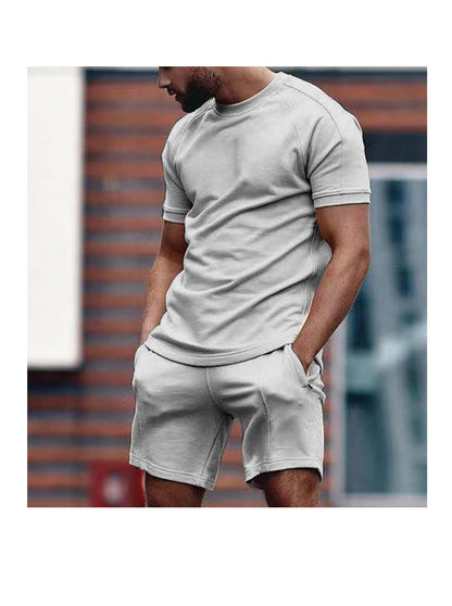 Ruben Solid Color Short Sleeve Shorts Two-Piece Set