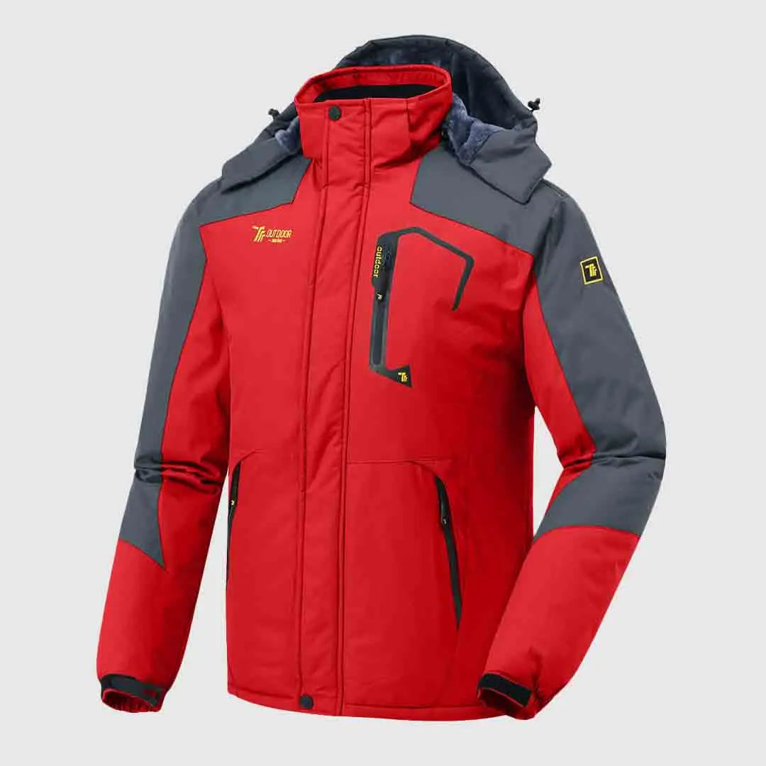 Men's Hooded Ski Suit, 360° Waterproof with Warm Fleece Lining, Winter Outdoor Wear for Skiing & Hiking