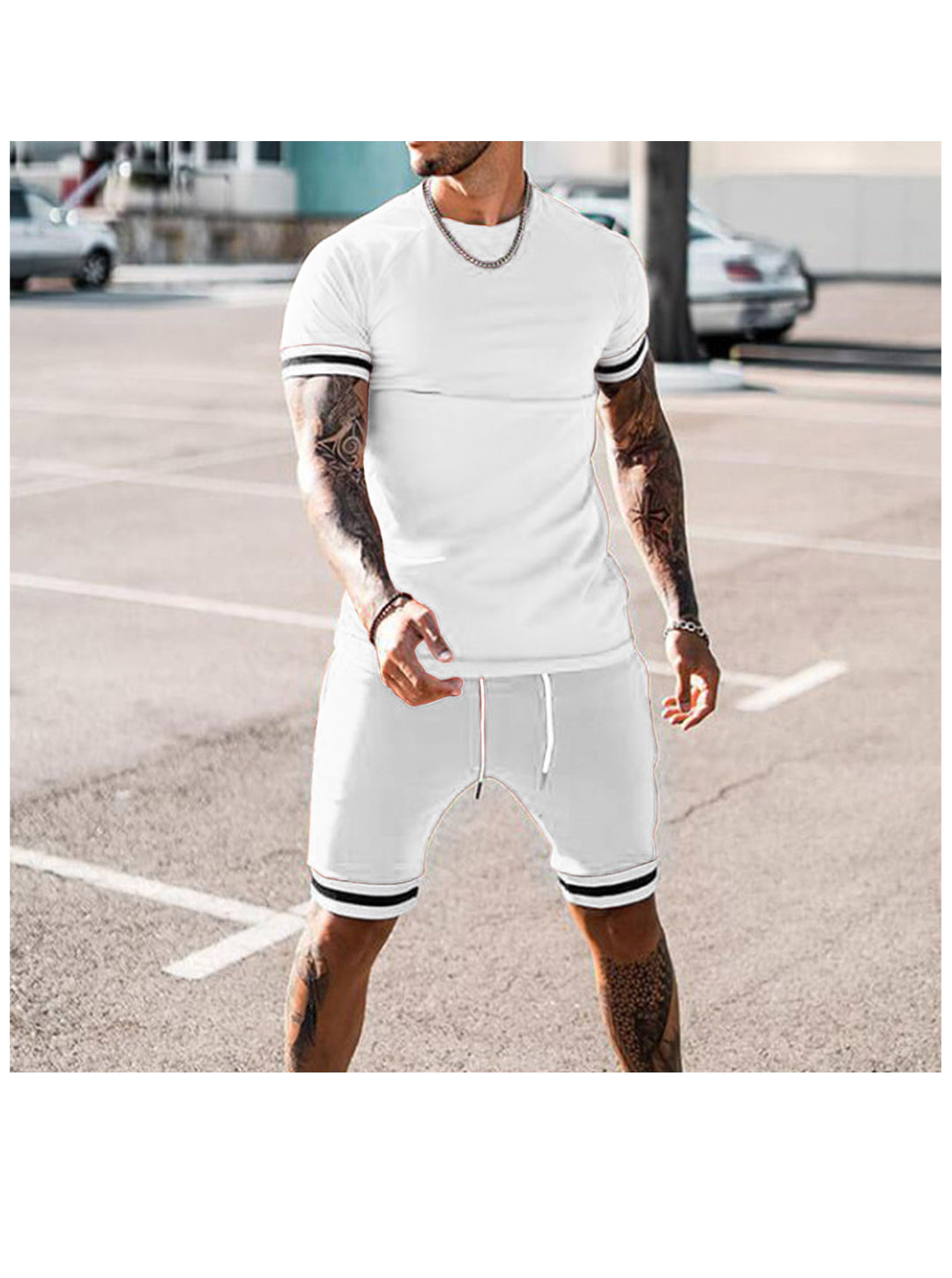 Scott Trend Solid Color Short-sleeved Shorts Two-piece Set