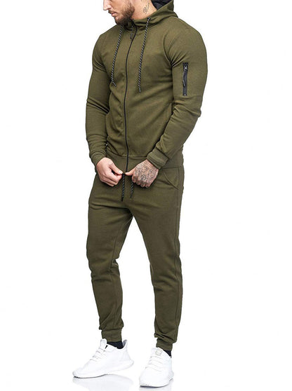 Zipper Detail Drawstring Hoodie & Sweatpants