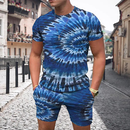Men's 3D Colorful Creative Print Short Sleeve Two-piece Set