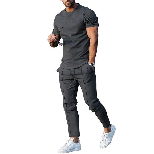 Men's Crew Neck Short-sleeved Trousers Two-piece Set