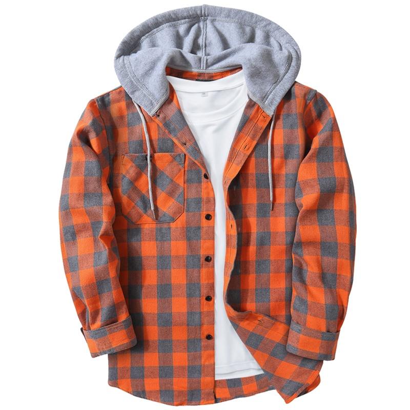 Men’s Plus-Size Flannel Hooded Shirt, Button Front, Drawstring Hood, Pockets, Ultra-Soft Fabric
