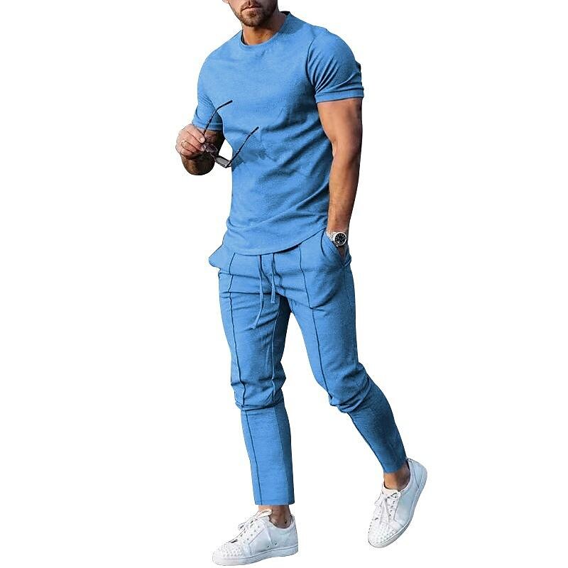 Men's Crew Neck Short-sleeved Trousers Two-piece Set