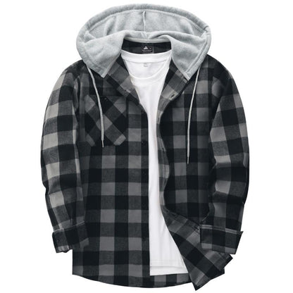 Men’s Plus-Size Flannel Hooded Shirt, Button Front, Drawstring Hood, Pockets, Ultra-Soft Fabric