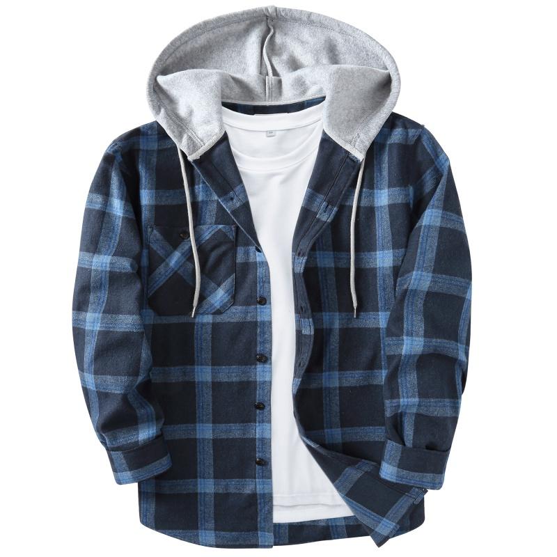 Men’s Plus-Size Flannel Hooded Shirt, Button Front, Drawstring Hood, Pockets, Ultra-Soft Fabric