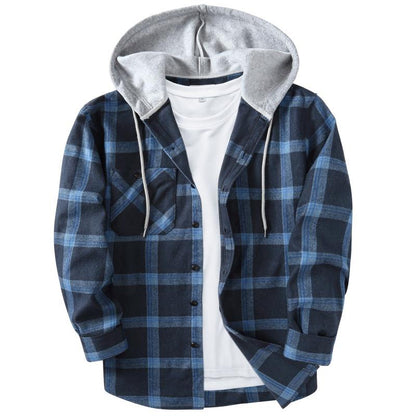 Men’s Plus-Size Flannel Hooded Shirt, Button Front, Drawstring Hood, Pockets, Ultra-Soft Fabric