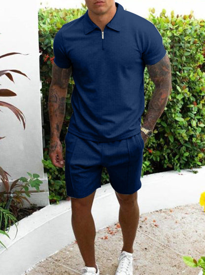 Brown Casual Short-sleeved Two-piece Suit