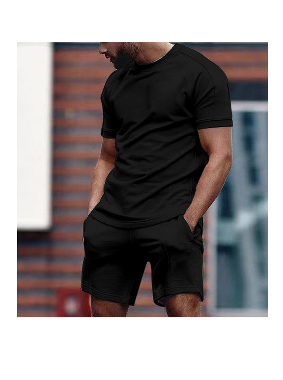 Ruben Solid Color Short Sleeve Shorts Two-Piece Set