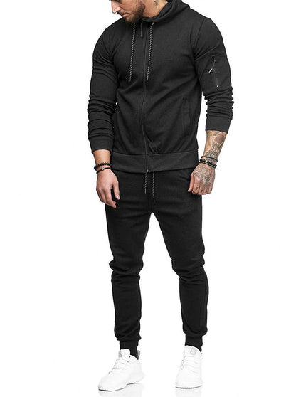 Zipper Detail Drawstring Hoodie & Sweatpants