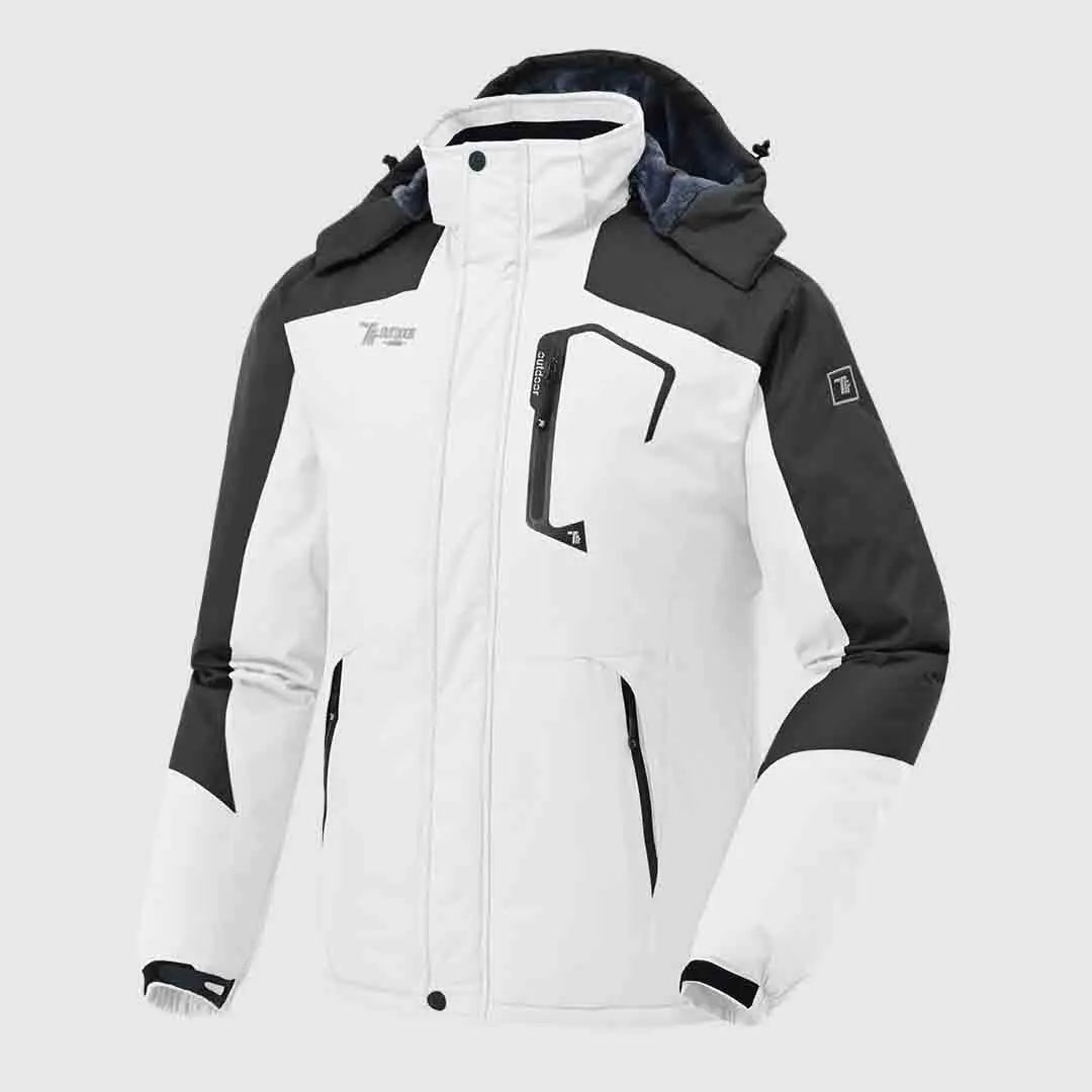 Men's Hooded Ski Suit, 360° Waterproof with Warm Fleece Lining, Winter Outdoor Wear for Skiing & Hiking
