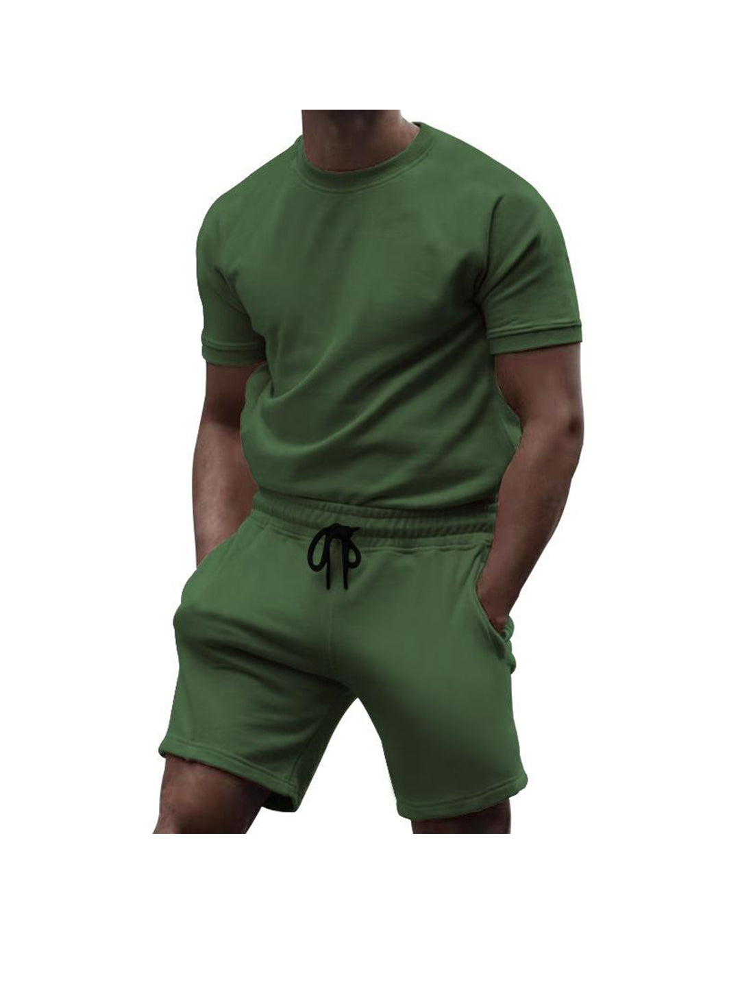 Richard Solid Color Short Sleeve Shorts Two-Piece Set