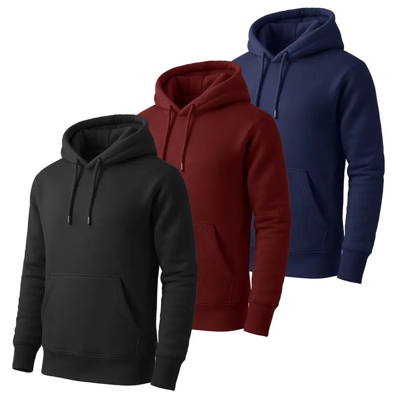 Top Pick for Mature Men | Men’s Solid Hoodie 3-Pack, Fall Essential for Daily Casual