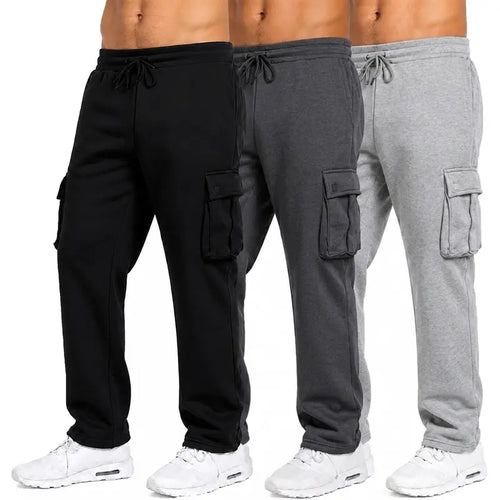 3 Pack Men's Fleece Lined Cargo Jogger Sweatpants