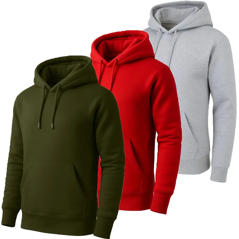 Top Pick for Mature Men | Men’s Solid Hoodie 3-Pack, Fall Essential for Daily Casual