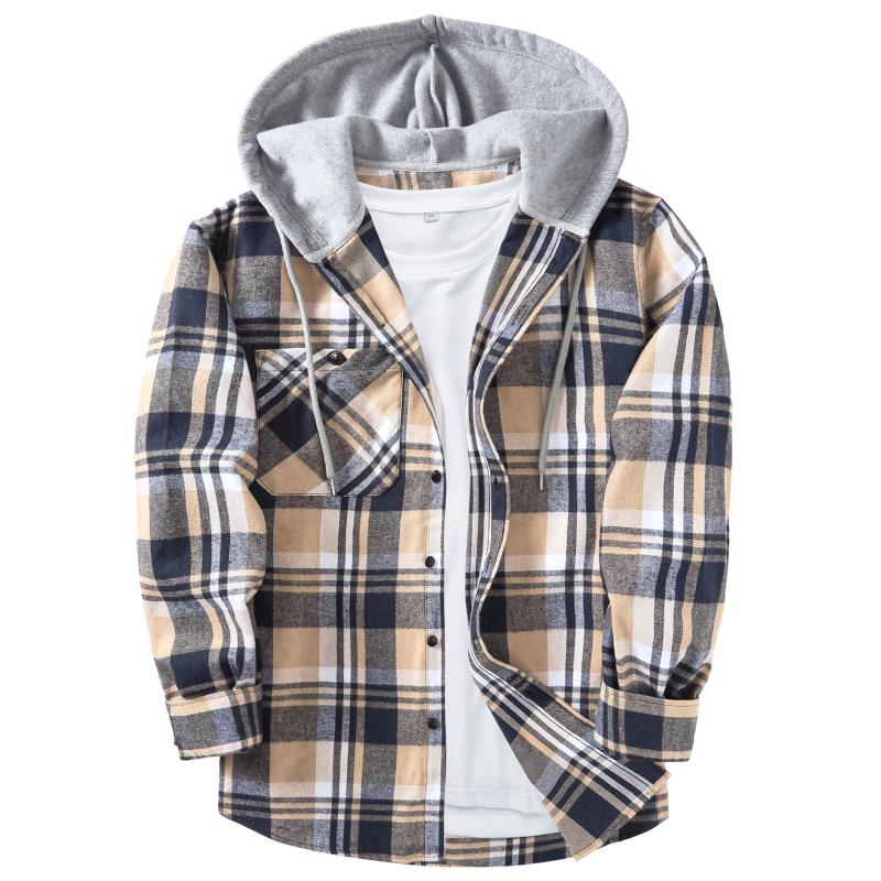 Men’s Plus-Size Flannel Hooded Shirt, Button Front, Drawstring Hood, Pockets, Ultra-Soft Fabric