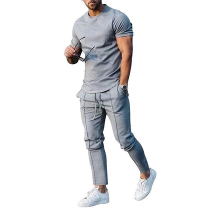 Men's Crew Neck Short-sleeved Trousers Two-piece Set