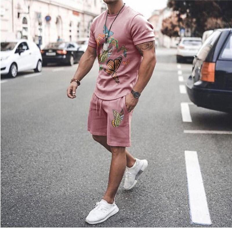 Men's Casual Short-sleeved Shorts Two-piece Suit