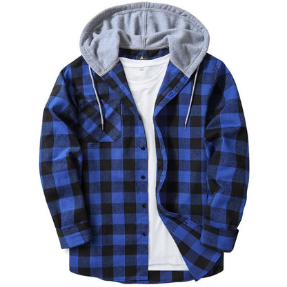 Men’s Plus-Size Flannel Hooded Shirt, Button Front, Drawstring Hood, Pockets, Ultra-Soft Fabric