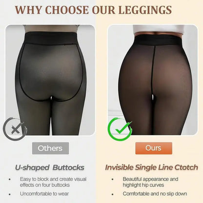 CloveWarm Women's Cotton-Fleece Shaping Tights, Winter Warm Opaque Slimming Pantyhose, Non-Bulky