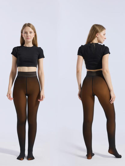 CloveWarm Women's Cotton-Fleece Shaping Tights, Winter Warm Opaque Slimming Pantyhose, Non-Bulky