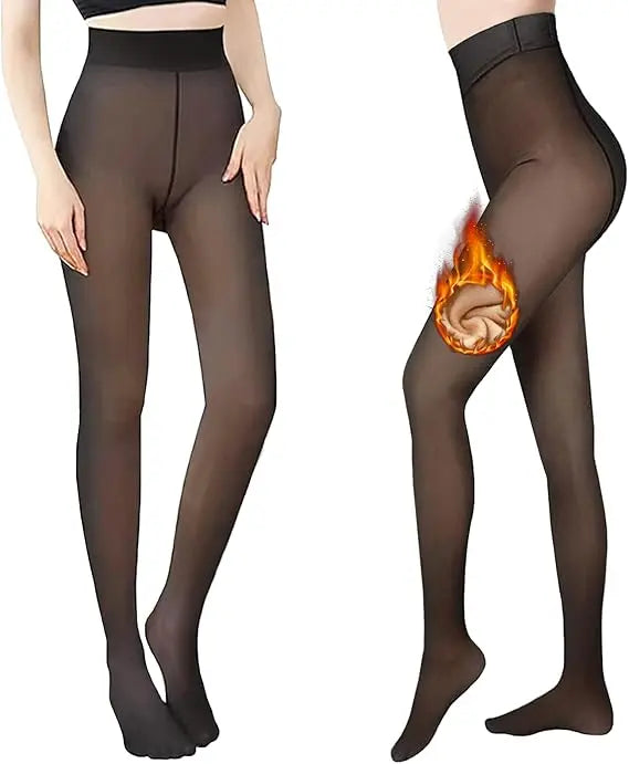 CloveWarm Women's Cotton-Fleece Shaping Tights, Winter Warm Opaque Slimming Pantyhose, Non-Bulky