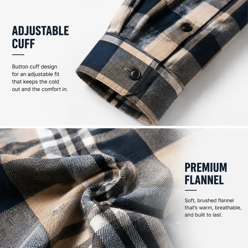 Men’s Plus-Size Flannel Hooded Shirt, Button Front, Drawstring Hood, Pockets, Ultra-Soft Fabric