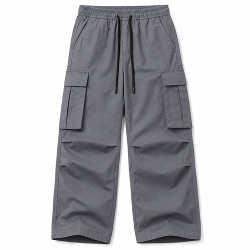 Men's Casual Drawstring Cargo Pants, Loose Fit with Large Pockets