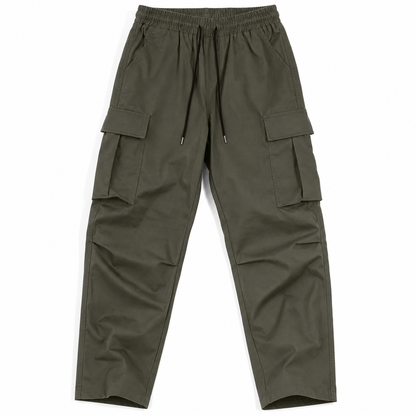 Men's Casual Drawstring Cargo Pants, Loose Fit with Large Pockets
