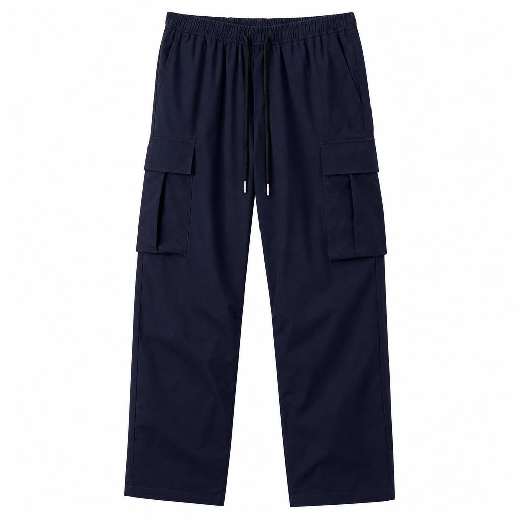 Men's Casual Drawstring Cargo Pants, Loose Fit with Large Pockets