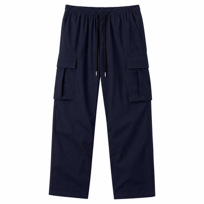 Men's Casual Drawstring Cargo Pants, Loose Fit with Large Pockets