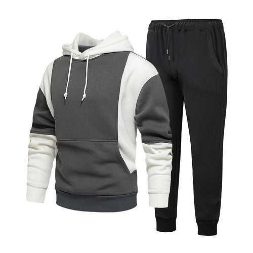 Men's Color Block Casual Long-sleeved Hoodie Tracksuit