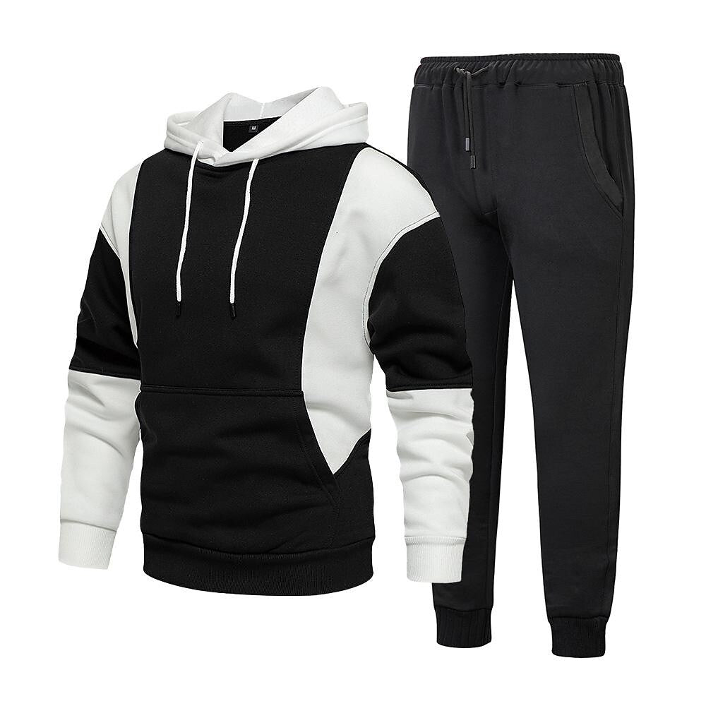 Men's Color Block Casual Long-sleeved Hoodie Tracksuit